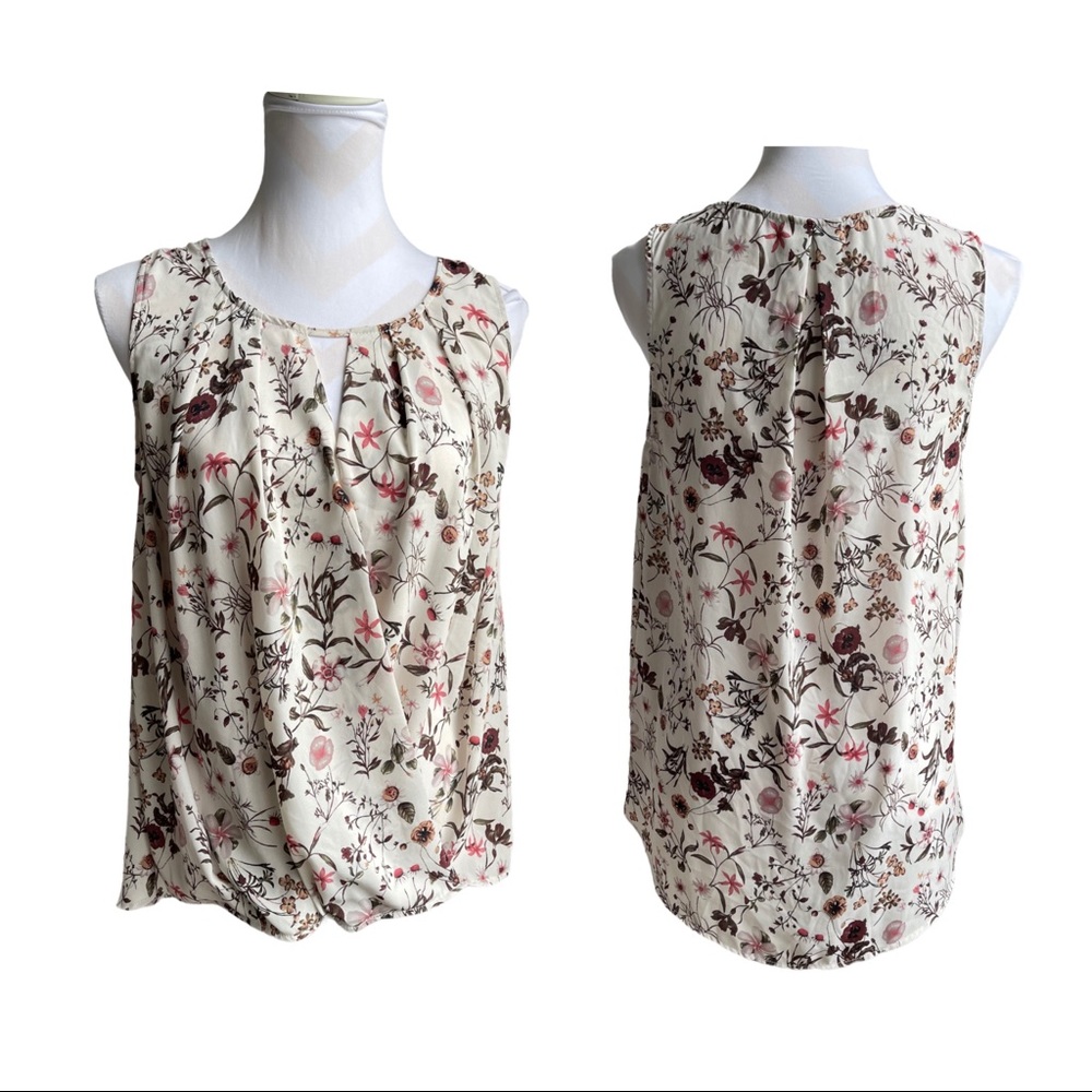WEST KEI faux wrap sleeveless blouse floral